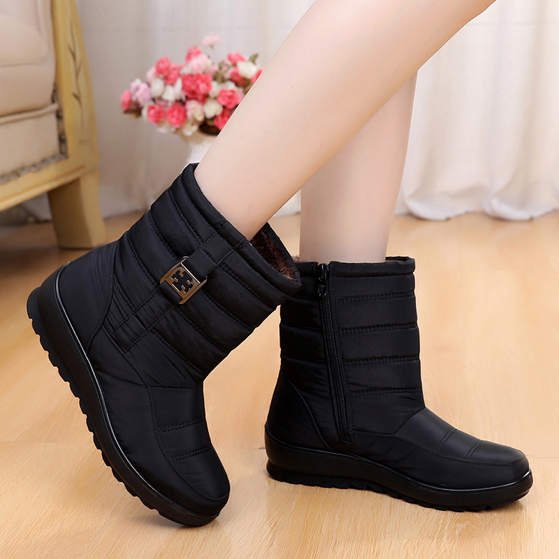 Winter waterproof beef tendon bottom mother cotton boots plus velvet warm short boots large size cotton shoes non-slip snow boots a generation of hair