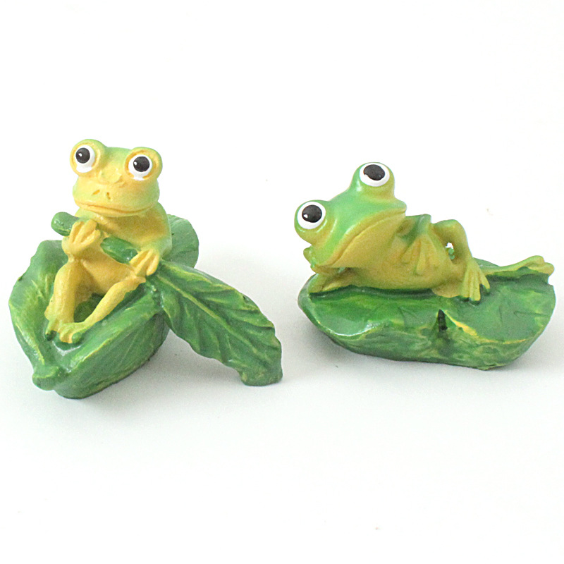 Frog Moss Micro Landscape Ornaments Cake Jewelry Fleshy Flower Leaves Frog Creative Small Ornaments DIY Material