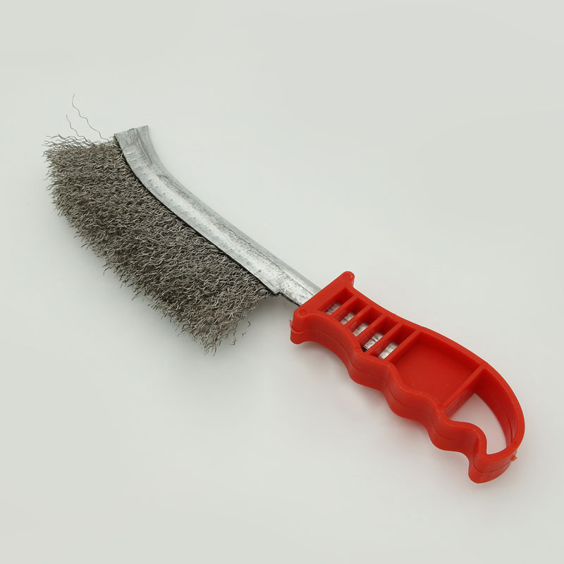 Steel wire brush with handle industrial stainless steel knife brush special iron brush for barbecue long handle rust removal kitchen gap cleaning brush