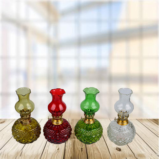 Vintage Nostalgic Decoration Glass Kerosene Lamp Crafts Crystal Lamp Old-fashioned Kerosene Glass Lamp Old Oil Lamp Alcohol Lamp