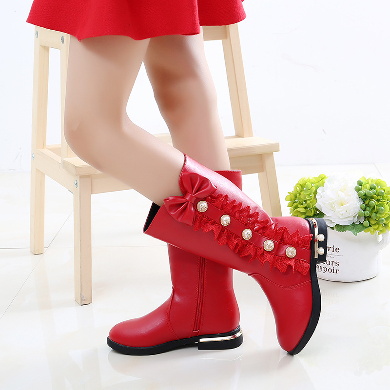Girls' Boots Autumn and Winter 2023 New Korean Style Children's High Boots Large Children's Velvet Little Girl Princess Long Boots
