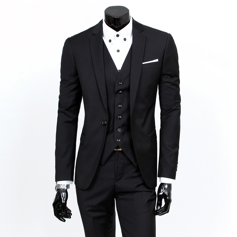 Suit Set Men's Autumn Slim-fit Three-piece Groom Wedding Dress Wedding Best Man Suit Men's Business Wear Formal Dress