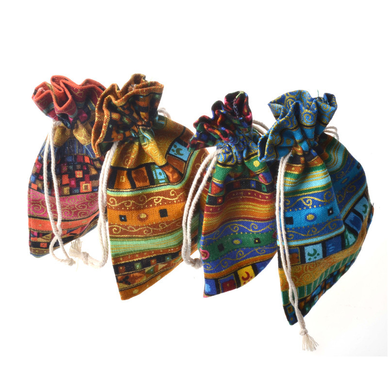 Wholesale ethnic style girdle text play Beads storage bag jewelry coin purse small cotton bag sachet bag