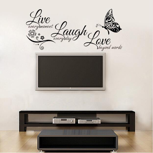 Foreign trade new Live Love English creative butterfly living room bedroom decoration stickers PVC manufacturers wholesale