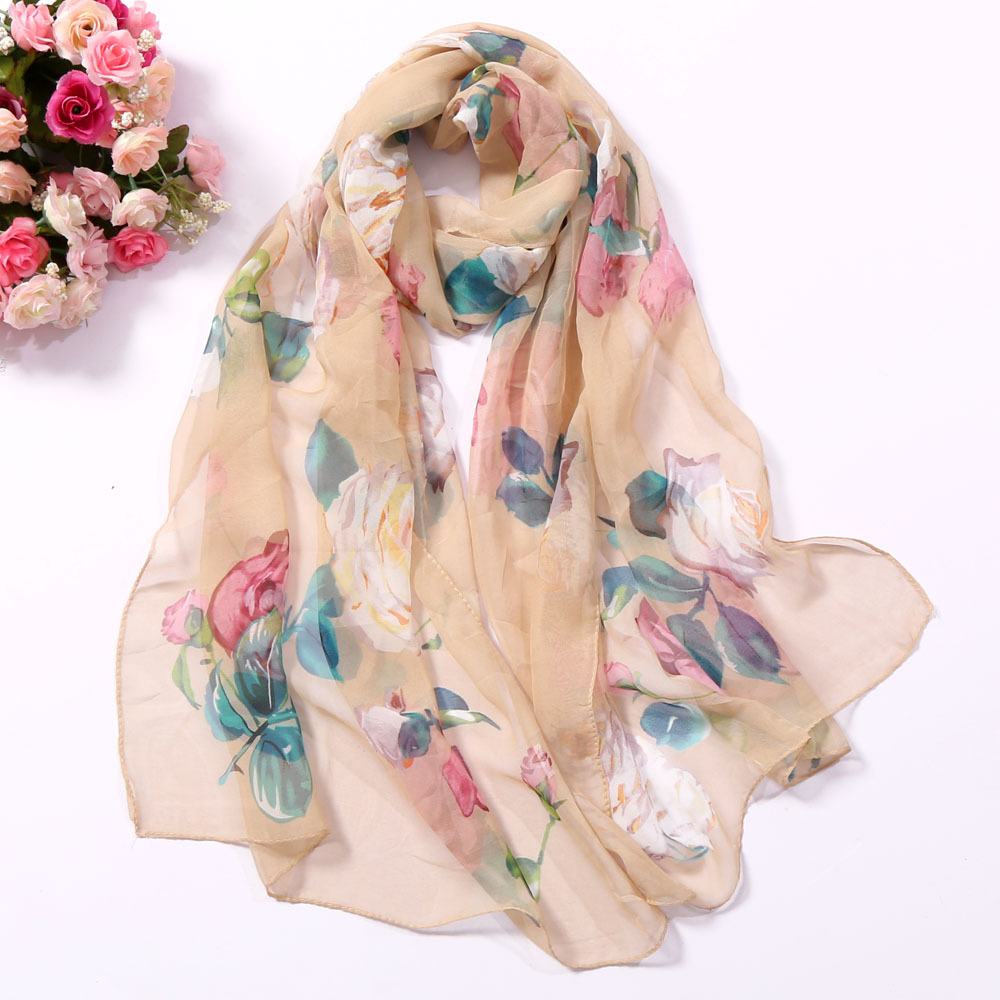 Summer Sunscreen Scarf Seaside Beach Scarf Wholesale Long Women Scarf Korean Style Thin Scarf Scarf Big Rose