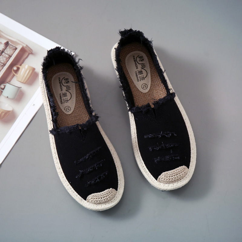 Summer Breathable Fisherman Shoes Women's Straw Woven Student All-match Slip-on Lazy Shoes Flat Fragrant Style New Soft Bottom Women's Shoes