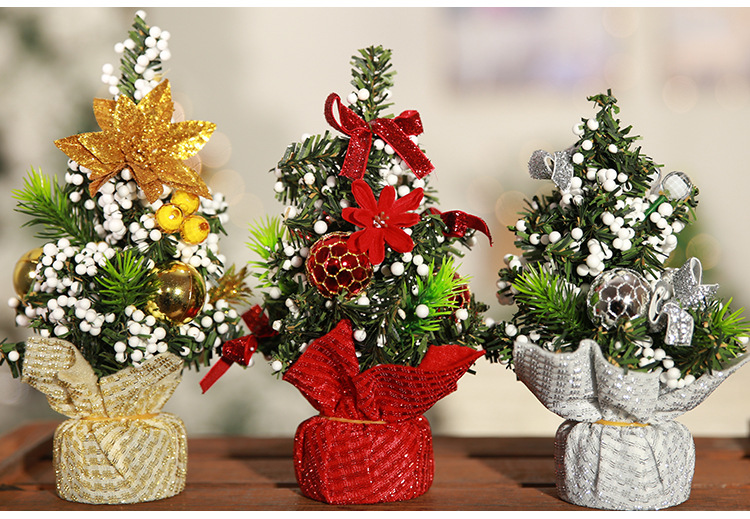 Mini small Christmas tree trumpet Christmas tree Christmas table ornaments Christmas tree decorations 20cm_voghion.com