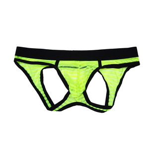 Men's Underwear Triangle Stripe Dew Hollow Double Ding Low Waist Sexy Half Breathable Comfortable Open Crotch Pants