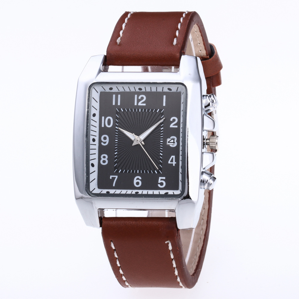 Square fashion Men's Watch casual car line Belt watch daily life matching calendar watch men