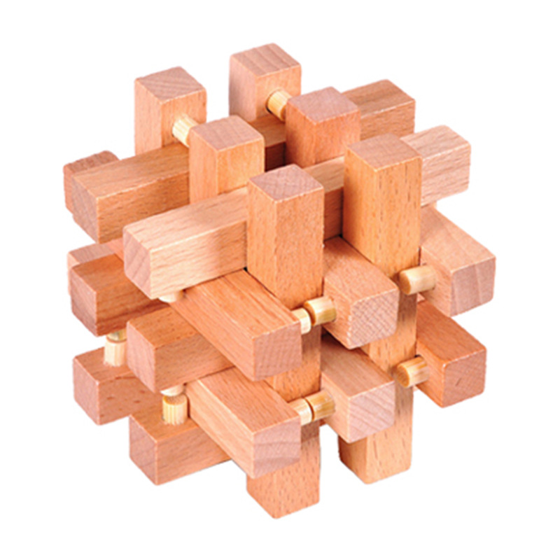 Beech Kongming Lock Boutique Children's Wooden Toys Adult Educational Leisure Dismantling Lock Toys Wooden Luban Lock