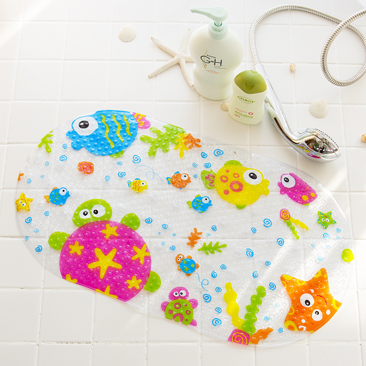 Turtle Starfish Bathroom Anti-Slip Mat Bathroom Shower Room Foot Mat Bathtub Children's Cartoon Bath Mat with Suction Cup