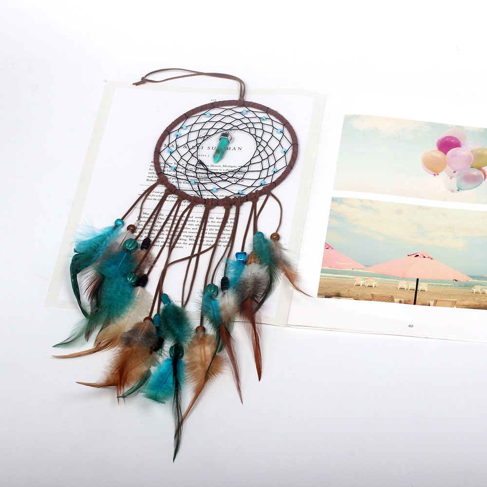 Simple Turquoise Dream Catcher Feather Hanging Decoration Dream Catcher Light Indian Feather Hanging Decoration Christmas Lantern Dream Catcher