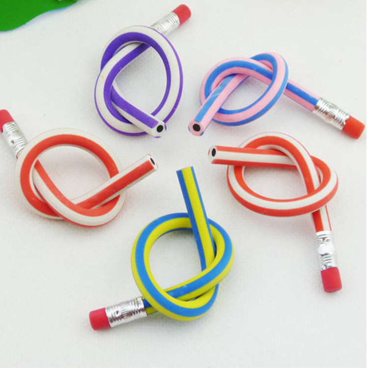 メーカー卸売りカラーソフトストライプ鉛筆創意かわいい曲げペン学生児童学習賞品|undefined