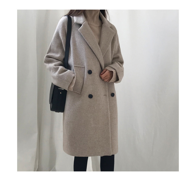  New Korean-style Slim-fit Women's Woolen Coat Slimming Large Size Mid-length Woolen Coat_voghion.com