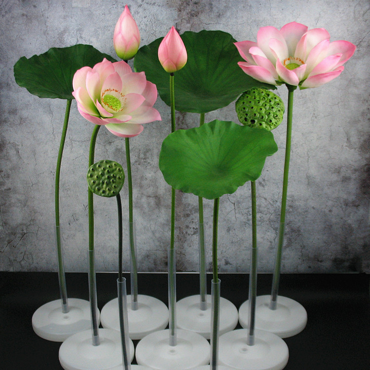 PU with Rod Lotus Leaf Lotus simulation lotus leaf lotus bud Lotus canopy Chinese pastoral style Buddha Hall decorative flower factory direct supply