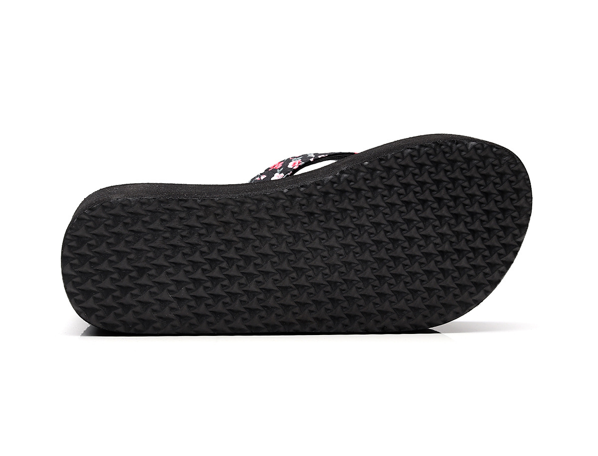 2019 Explosions Women's Summer Non-slip Floral Cloth Flip-flops Wedge Thick-soled Sandals Korean Style Flip-Flops