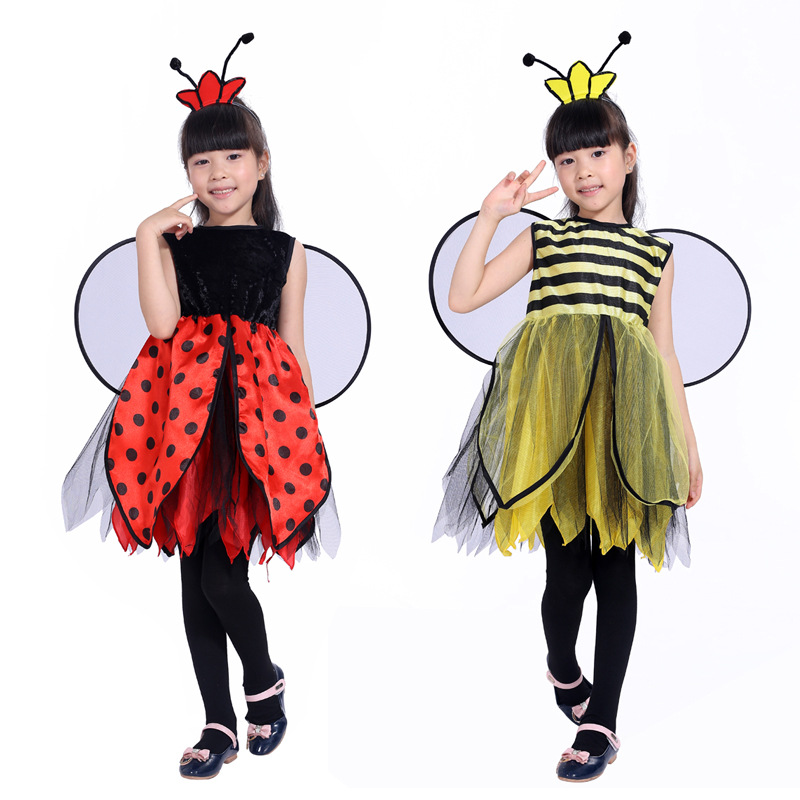 Halloween cosplay Costume Children Girl Ladybug Bee Costume Bee Ladybug Dress Up Show