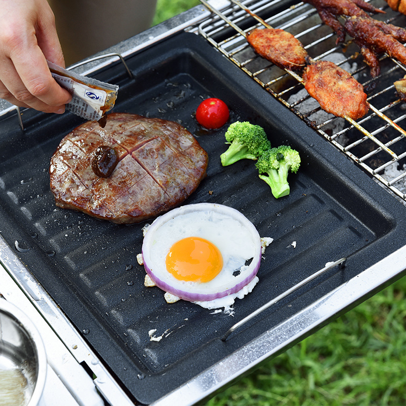 Barbecue non-stick frying pan outdoor charcoal barbecue pan iron plate barbecue tool accessories barbecue oven frying pan manufacturer