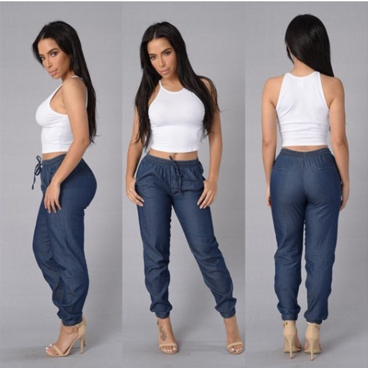 Spot direct purchase wish eBay Europe and the United States cross-border sales of women's washed jeans slim feet jeans women