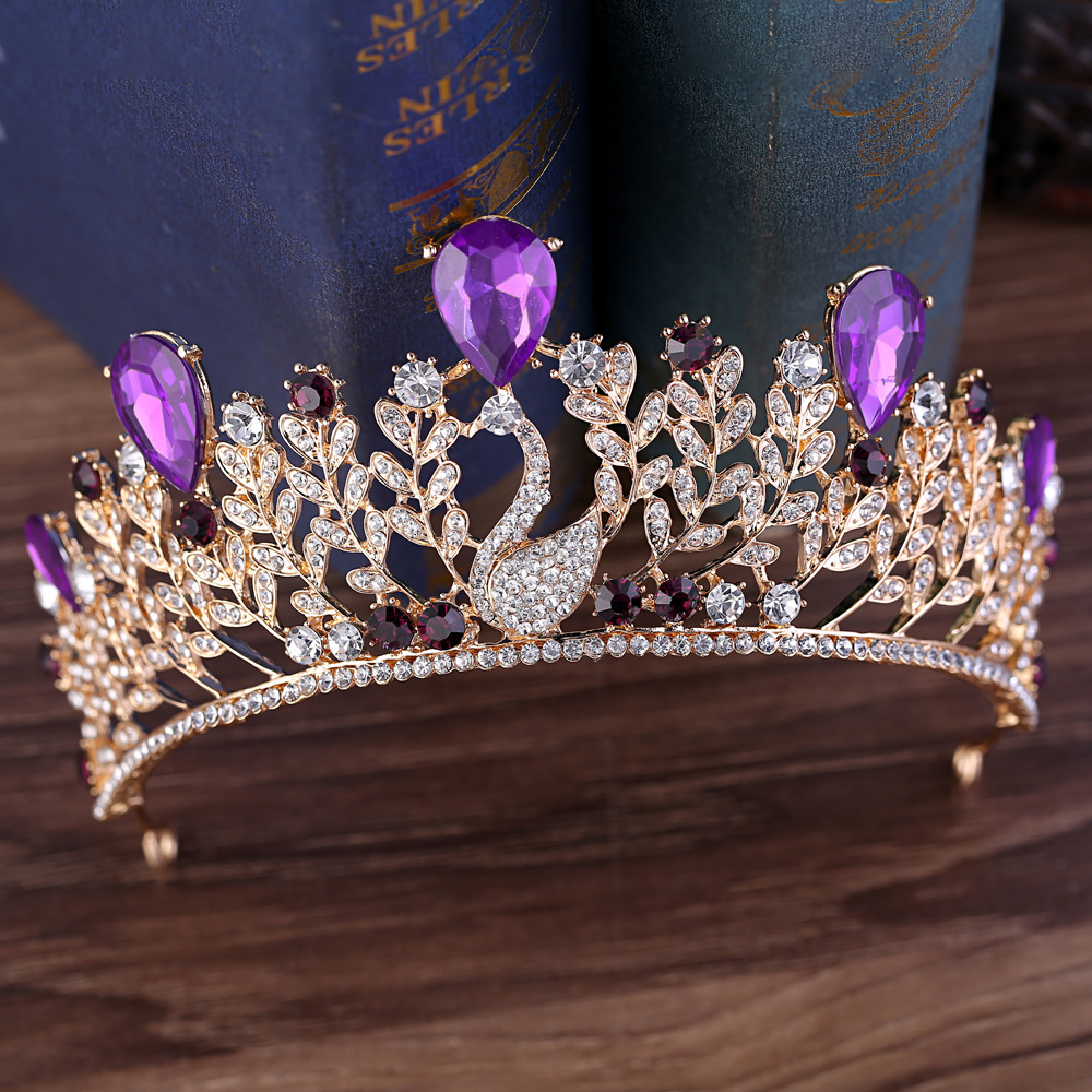 2018 New Fashion European rhinestone Baroque hair accessories headdress bride Swan Crown wedding accessories wholesale