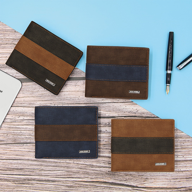 Cross-border New Men's Short Frosted Wallet Multi-card Large Capacity Korean Fashion Retro Men's Wallet for Young People