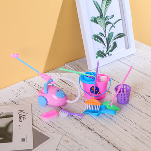 9-piece doll cleaning tool set, 9PCs children's toy house accessories, vacuum cleaner bucket 42g