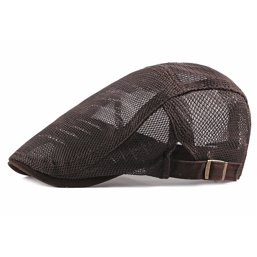 Hollow Mesh Beret Men's Summer Casual Cap Korean Style Fashionable Breathable Simple Light Plate Forward Cap Women's Trendy