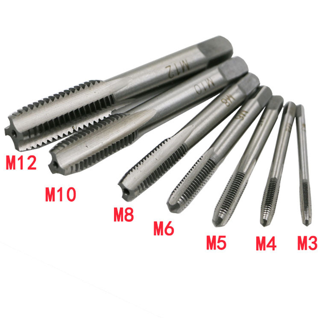 Bearing steel tap square shank straight groove tap tap M3-M4-M5-M6-M8-M10-M12 seven-piece set