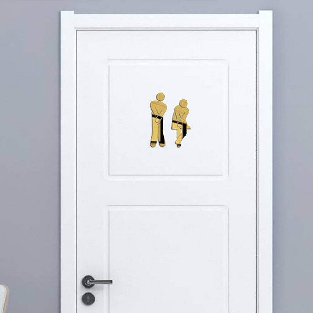 Factory wholesale 3D toilet mirror wall stickers bar toilet toilet men and women logo