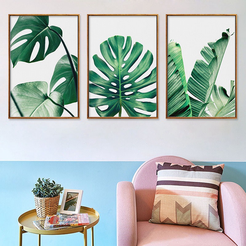 Foreign Trade Explosions Nordic Style Green Plant Leaf Turtle Bamboo Small Fresh Canvas Painting Micro Spray Printing Decorative Painting Core