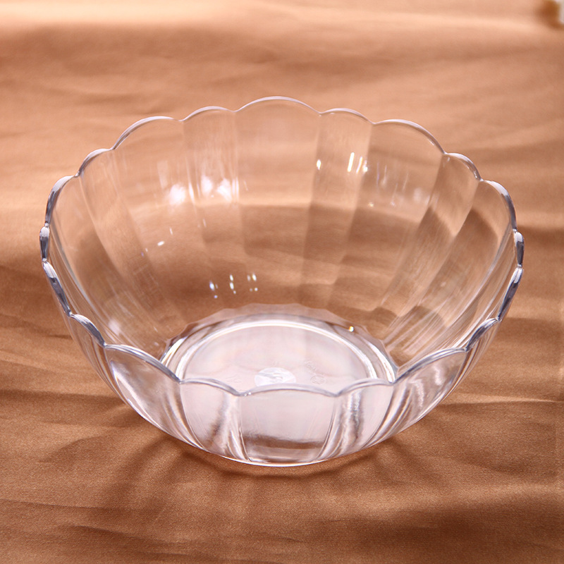 Creative acrylic round salad bowl thickened transparent hotel household vegetable lotus bowl tableware tea plastic