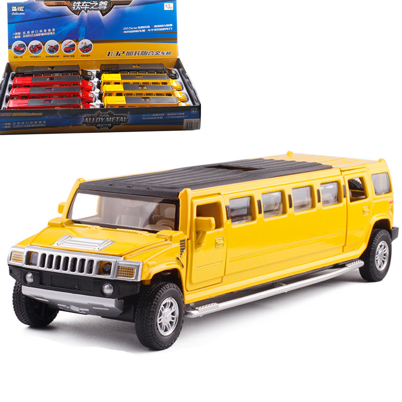 (Bulk) multi-color letter 1:32 Hummer H6 extended alloy car model sound and light back force can open the door 53135