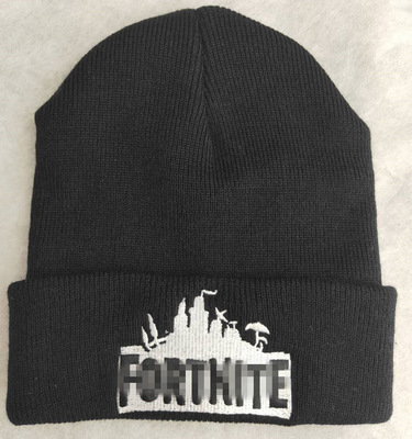 Fortress Night Knitted Hat European and American E-sports Game Cartoon Pullover Hat Black Wool Warm Baotou Hat