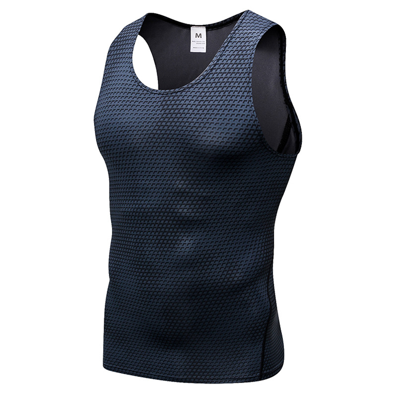 Men's 3D Printed Fitness Running Sports Vest Tight Stretch Waistcoat Quick-drying Clothes 4022