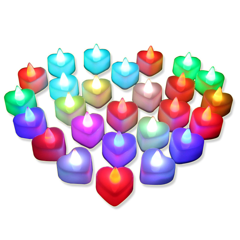 Heart-shaped electronic led candle lamp creative wedding birthday wedding venue layout props gift Buddha wholesale