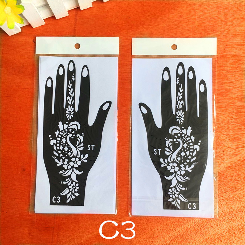 India Nepal Henna tattoo Palm template inkjet painted hollow large template hand template design