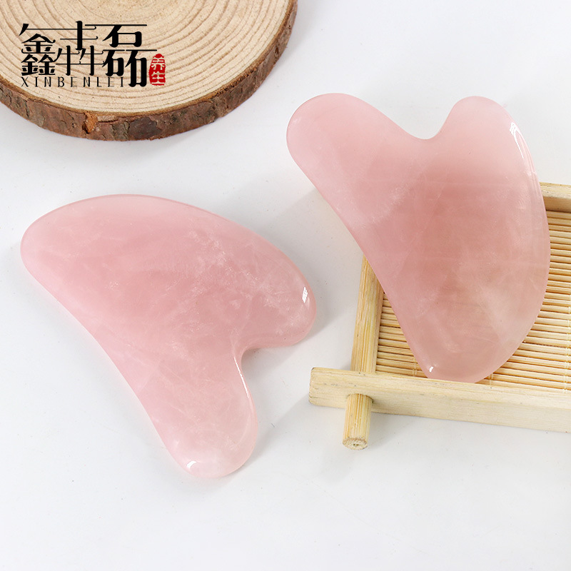 Natural powder Crystal health scraping plate factory direct V-shaped face body beauty care crystal heart-shaped scraping tablets