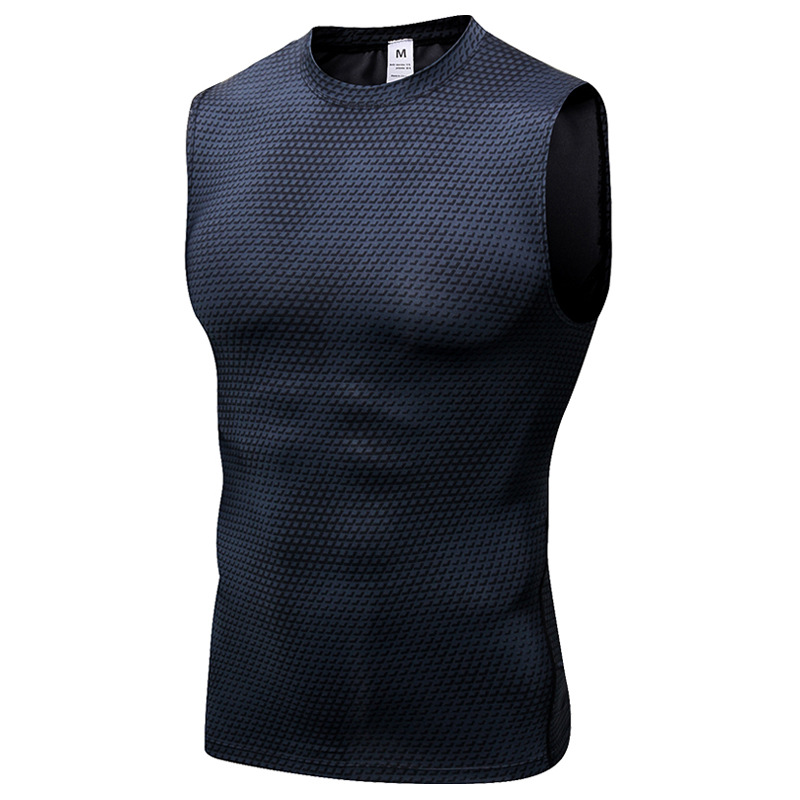 Men's 3D Printed Vest PRO Fitness Running Sports Training Vest Tight Elastic Quick-drying 4021