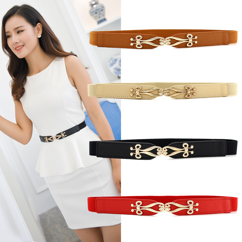 Spring and summer women's fine dress pair buckle elastic waist seal women's fashion accessories fine elastic belt versatile three sizes