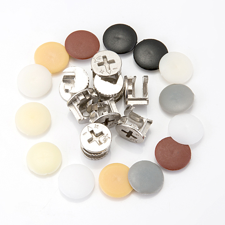 Plastic eccentric wheel cap screw ugly cover lock fastening three-in-one connector screw furniture decorative cap