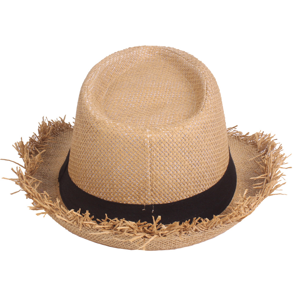 Sunshade Hat Men's Summer Anti-Jazz Hat Solid Color Breathable Lafite Straw Hat Outdoor Travel Sun Hat