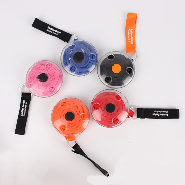 Cross-border environmental protection can be recycled portable folding telescopic small disc shopping bag multi-functional storage bag rotating disc