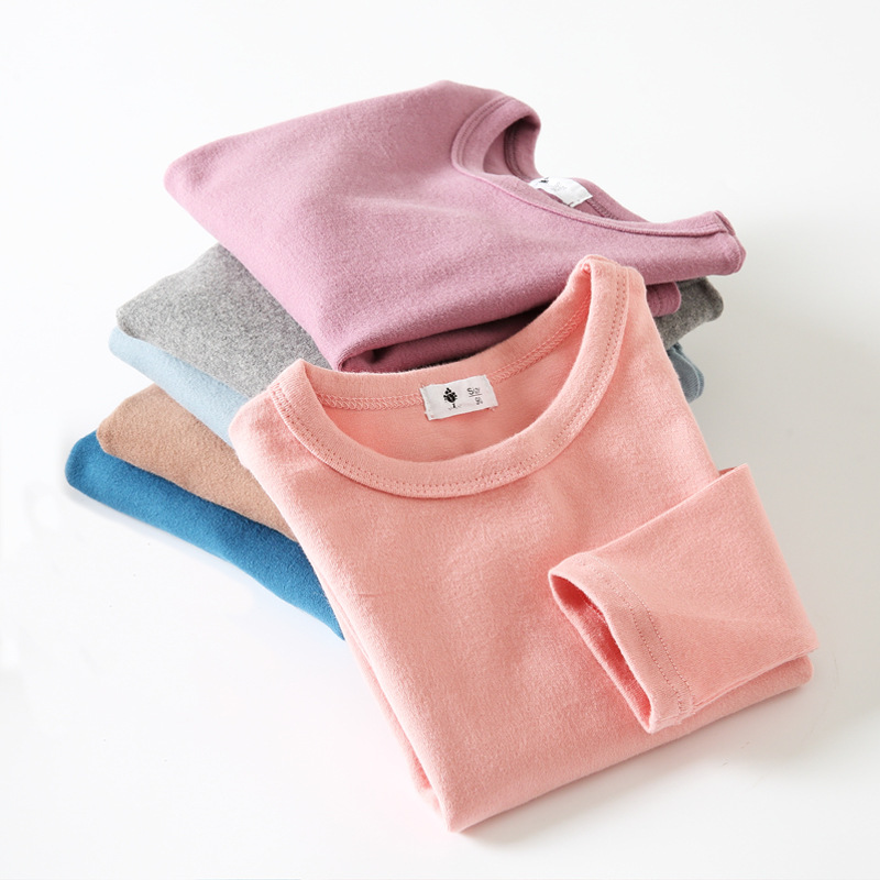 2023 Autumn and Winter Korean Girls Candy Long-sleeved Base Shirt All-match Candy Basic Men's Crew Neck Sanding T-shirt