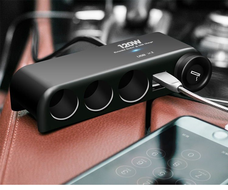 Hot Selling One to Four Car Power Supply Dual USB Car Charger One to Four Car Cigarette Lighter Power Distributor