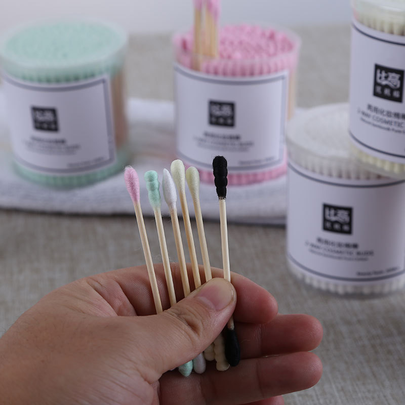 Bigao factory 200 PCs makeup beauty manicure beauty remover cotton swab color pointed spiral ear removal cotton swab stick