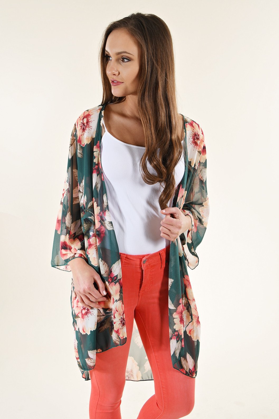 ins Amazon Explosions New Flower European and American Chiffon Sunscreen Cardigan Sexy Bikini Beach Blouse Kimono
