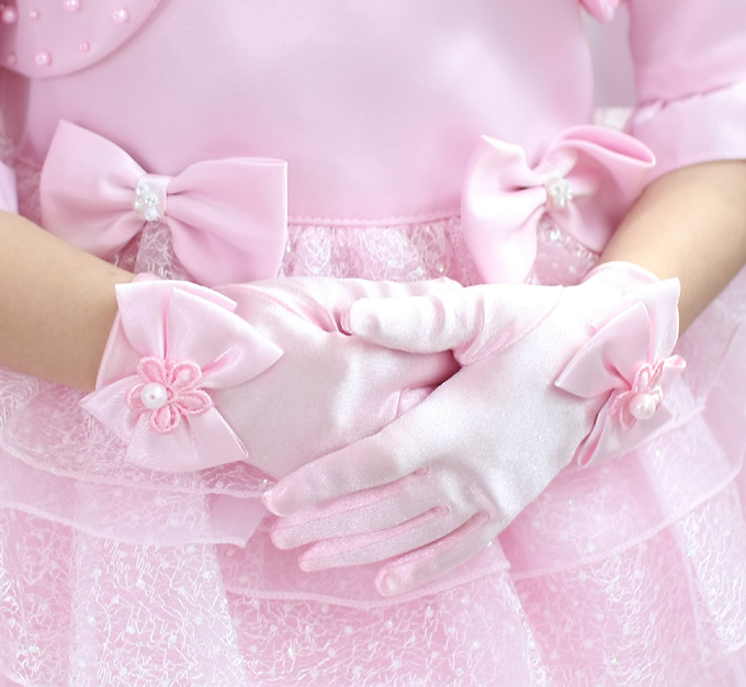 Kinderkleid Tanzkleidung Prinzessinnenkleid Zubehör Performance Handschuhe Blumenmädchen Schleife Kleid Spezielle Schleife Handschuhe_voghion.com
