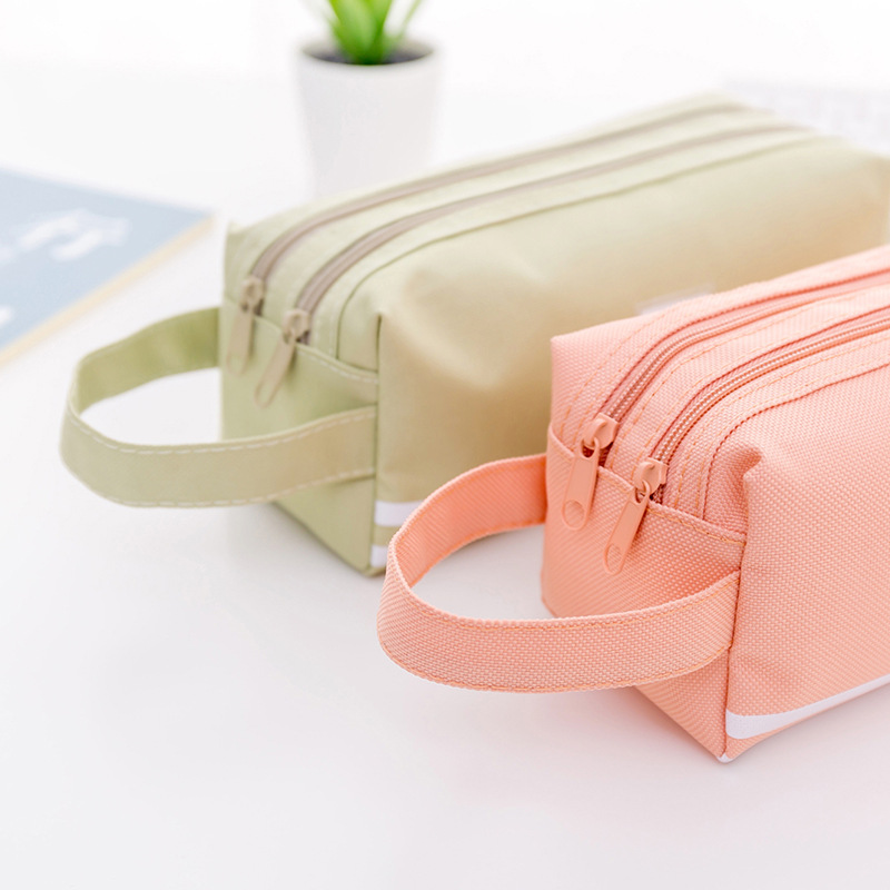 Large Capacity Portable Pencil Case for Women Simple ins Girls Junior High School Canvas Advertising Gift Stationery Box Printed logo