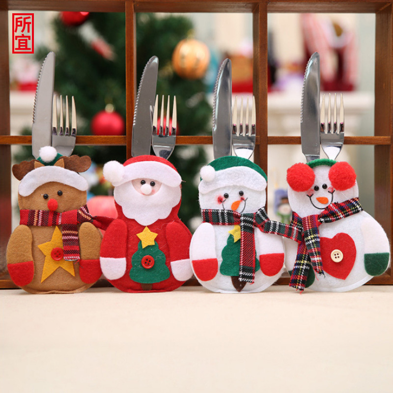 人気クリスマス食器セットナイフフォークセットクリスマス食卓セット装飾食器老人雪だるまクリスマス装飾用品|undefined