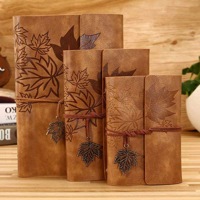 Retro hand account book imitation leather loose-leaf notebook custom logo portable with creative diary book high value new style